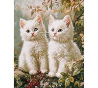 Wallphantom Animali carini Diy Kit Per Fabbricare Tappeti Kit Ganci Di Chiusura,Due gatti bianchi,Ganci Di Chiusura Per Adulti Principianti,Appassionati Del Per La Realizzazi,90x120cm