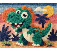 Wallphantom animali dei cartoni animati DIY rug Latch Hook Kits,Piccolo dinosauro verde,Handmade Hanging Carpet Embroidery Making Kits,Home Decoration Rug for Adults And Beginners,52x38cm