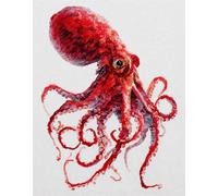 Wallphantom animali marini DIY rug Latch Hook Kits,Polpo rosso,Handmade Hanging Carpet Embroidery Making Kits,Home Decoration Rug for Adults And Beginners,55x75cm