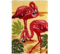 Wallphantom animali tropicali DIY rug Latch Hook Kits,Due grandi uccelli rosa,Handmade Hanging Carpet Embroidery Making Kits,Home Decoration Rug for Adults And Beginners,52x38cm