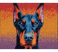 Wallphantom Cane Animale Kit di Bloccaggio a Punto per Adulti,Doberman Pinscher colorato,3D Latch Hook rug Kit,Tappeto da Bricolage Crochet Principianti,Eegalo Creativo per la casa,52x38cm