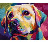 Wallphantom Cane Animale Kit di Bloccaggio a Punto per Adulti,Labrador Retriever,3D Latch Hook rug Kit,Tappeto da Bricolage Crochet Principianti,Eegalo Creativo per la casa,55x75cm
