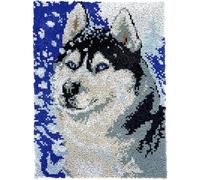 Wallphantom Cane Animale Kit Ganci a Chiavistello per Adulti,Carino Husky,Kit Gancio di Chiusura Tappeto,DIY Tappeto da Ricamo per Principianti,Ricamo a Punto Croce,55x75cm