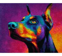 Wallphantom Cane Animale Kit Gancio di Chiusura Tappeto,Doberman Pinscher colorato,Tappeto Annodare Fai da te Creativo,Uncinetto Kit Arazzo,Fabbricare Tappeti a Punto Croce,60x90cm