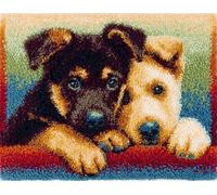 Wallphantom Cane Animale Kit Gancio di Chiusura Tappeto,Due cuccioli che si coccolano insieme,Tappeto per Uncinetto Latch Hook rug per Adulti,lavori Fai da Te,Kit da Ricamo,80x160cm