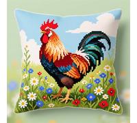 Wallphantom Cross Stitch Pillow Kit for Adults,Grande cazzo tra i fiori,Needlepoint Kit Cushion,Cross Stitch Throw Pillow for Creative Home Decor,45x45cm