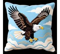 Wallphantom Cuscino da Tiro Fai da Te Ricamato Kit,Aquila calva animale,Punto Croce Kit da Ricamare Principianti,Regali creativi per la decorazione della casa,45x45cm