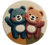 Wallphantom Diy Kit Per Fabbricare Tappeti,Due simpatici orsetti,Kit Gancio Di Chiusura,Set Di Tappeti Ricamati All'Uncinetto,Modello di colore prestampato,50x50cm