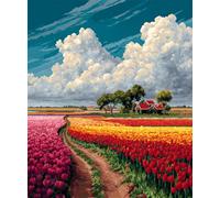 Wallphantom Diy Kit Per Fabbricare Tappeti Kit Ganci Di Chiusura,campi di tulipani,Ganci Di Chiusura Per Adulti Principianti,Appassionati Del Per La Realizzazi,60x90cm