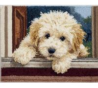 Wallphantom Diy Kit Per Fabbricare Tappeti Kit Ganci Di Chiusura,cane sdraiato sulla soglia di casa,Ganci Di Chiusura Per Adulti Principianti,Appassionati Del Per La Realizzazi,90x120cm