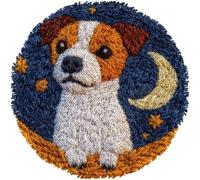 Wallphantom Diy Kit Per Fabbricare Tappeti Kit Ganci Di Chiusura,Carino Jack Russell con la luna,Ganci Di Chiusura Per Adulti Principianti,Appassionati Del Per La Realizzazi,50x50cm
