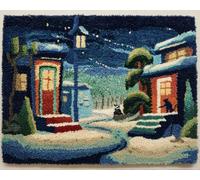 Wallphantom DIY rug Latch Hook Kits,Cottage di Natale,Handmade Hanging Carpet Embroidery Making Kits,Home Decoration Rug for Adults And Beginners,60x90cm