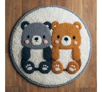 Wallphantom DIY rug Latch Hook Kits,Due simpatici orsetti,Handmade Hanging Carpet Embroidery Making Kits,Home Decoration Rug for Adults And Beginners,50x50cm