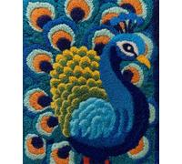 Wallphantom DIY rug Latch Hook Kits,Pavone animale,Handmade Hanging Carpet Embroidery Making Kits,Home Decoration Rug for Adults And Beginners,55x75cm