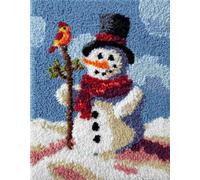 Wallphantom DIY rug Latch Hook Kits,Pupazzo di neve e uccello,Handmade Hanging Carpet Embroidery Making Kits,Home Decoration Rug for Adults And Beginners,90x120cm
