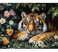 Wallphantom Fiori ed erba DIY rug Latch Hook Kits,Tigre animale,Handmade Hanging Carpet Embroidery Making Kits,Home Decoration Rug for Adults And Beginners,80x160cm