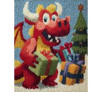 Wallphantom Kit da Ricamo Tappeto Fai da Te Fare,Piccoli dinosauri e regali,Latch Hook Rug Kit per Adulti,Fabbricare Tappeti a Punto Croce,per Decorazione Casa,80x115cm