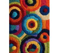 Wallphantom Kit di Bloccaggio a Punto per Adulti,Cerchi geometrici colorati,3D Latch Hook rug Kit,Tappeto da Bricolage Crochet Principianti,Eegalo Creativo per la casa,60x90cm