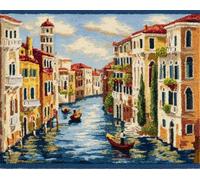 Wallphantom Kit di Bloccaggio a Punto per Adulti,Paesaggio della città sull'acqua di Venezia,3D Latch Hook rug Kit,Tappeto da Bricolage Crochet Principianti,Eegalo Creativo per la casa,55x75cm