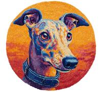 Wallphantom Kit di Bloccaggio a Punto per Adulti,Whippet,3D Latch Hook rug Kit,Tappeto da Bricolage Crochet Principianti,Eegalo Creativo per la casa,50x50cm