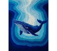 Wallphantom Kit Gancio di Chiusura Tappeto,Balene nel mare,DIY appeto per Uncinetto Latch Hook Rug Kit Eegalo Creativo per la casa e il divano,60x90cm