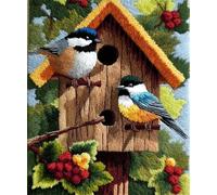 Wallphantom Kit Gancio di Chiusura Tappeto,Casetta per uccelli,DIY appeto per Uncinetto Latch Hook Rug Kit Eegalo Creativo per la casa e il divano,60x90cm