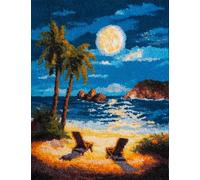 Wallphantom Kit Gancio di Chiusura Tappeto,Chiaro di luna sulla spiaggia,Tappeto per Uncinetto Latch Hook Rug Kit per bambini e Adulti,per lavori fai da te,80x115cm