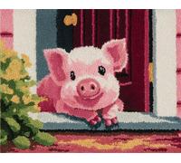 Wallphantom Kit Gancio di Chiusura Tappeto,Il maiale sdraiato sulla soglia di casa,Tappeto Annodare Fai da te Creativo,Uncinetto Kit Arazzo,Fabbricare Tappeti a Punto Croce,80x160cm