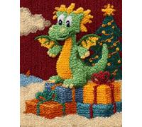 Wallphantom Kit Gancio di Chiusura Tappeto,Piccoli dinosauri e regali,Tappeto per Uncinetto Latch Hook Rug Kit per bambini e Adulti,per lavori fai da te,60x90cm