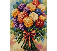 Wallphantom Kit Gancio di Chiusura Tappeto,Un mazzo di crisantemi colorati,Tappeto per Uncinetto Latch Hook rug per Adulti,lavori Fai da Te,Kit da Ricamo,80x160cm