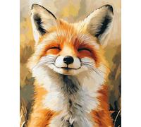 Wallphantom kit per dipingere su tela con i numeri,Una volpe sorridente,Dipingi con i Numeri per Adulti,Decora la casa Regalo,con Vernici e pennelli,40x50cm con cornice