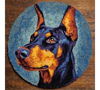 Wallphantom Kit per la Realizzazione di Tappeti,Doberman Pinscher Animale Cane,Kit Gancio di Chiusura Tappeto,Tappeto per Uncinetto Latch Hook Rug per Bambini e Adulti,50x50cm
