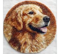 Wallphantom Latch Hook Kits for Adults Kids Beginners,Golden Retriever Animale Cane,DIY Latch Hook Rug Kit,Printed Non-Slip Mat for Home Sofa Decoration Gifts,50x50cm
