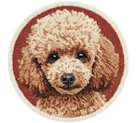 Wallphantom Latch Hook Rug Kit,Barboncino Animale Cane,Printed Canvas Rug Latch Hook Kits,Handmade Needlework Crafts for Adults Beginners Home Decor,50x50cm