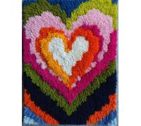 Wallphantom Latch Hook Rug Kit,Cuori colorati,Printed Canvas Rug Latch Hook Kits,Handmade Needlework Crafts for Adults Beginners Home Decor,80x115cm