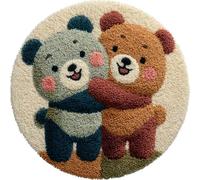 Wallphantom Latch Hook Rug Kit,Due simpatici orsetti,Printed Canvas Rug Latch Hook Kits,Handmade Needlework Crafts for Adults Beginners Home Decor,50x50cm