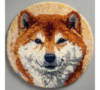 Wallphantom Latch Hook Rug Kit for Adults,Akita Inu Animale Cane,DIY Latch Hook Rug Kit with Preprinted Pattern Canvas,Needlework Crafts Rug for Home Decor,50x50cm