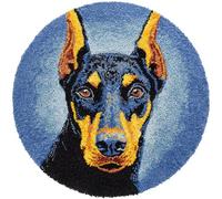 Wallphantom Latch Hook Rug Kit for Adults,Doberman Pinscher Animale Cane,DIY Latch Hook Rug Kit with Preprinted Pattern Canvas,Needlework Crafts Rug for Home Decor Gifts,50x50cm