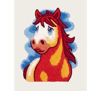 Wallphantom Latch Hook Rug Kit for Adults,Un grazioso piccolo pony,DIY Latch Hook Rug Kit with Preprinted Pattern Canvas,Needlework Crafts Rug for Home Decor Gifts,60x90cm