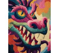 Wallphantom Latch Hook Rug Kit,Graffiti Drago Colorato,Printed Canvas Rug Latch Hook Kits,Handmade Needlework Crafts for Adults Beginners Home Decor,80x115cm