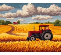 Wallphantom Paesaggio autunnale del campo di grano Kit di Bloccaggio a Punto per Adulti,trattore,3D Latch Hook rug Kit,Tappeto da Bricolage Crochet Principianti,Eegalo Creativo per la casa,55x75cm