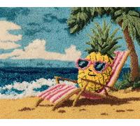 Wallphantom Paesaggio della spiaggia Kit di Bloccaggio a Punto per Adulti,Ananas con gli occhiali,3D Latch Hook rug Kit,Tappeto da Bricolage Crochet Principianti,Eegalo Creativo per la casa,80x115cm