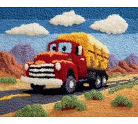 Wallphantom paesaggio desertico Kit di Bloccaggio a Punto per Adulti,camion dei cartoni animati,3D Latch Hook rug Kit,Tappeto da Bricolage Crochet Principianti,Eegalo Creativo per la casa,80x160cm
