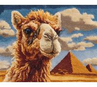 Wallphantom paesaggio desertico Kit per tappeto a punto per adulti,cammello animale,kit fai da te per realizzare all'uncinetto,con tela prestampata e strumento per gancio e filo,80x115cm