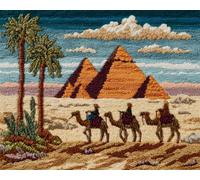 Wallphantom paesaggio desertico Kit per tappeto a punto per adulti,cammello animale,kit fai da te per realizzare all'uncinetto,con tela prestampata e strumento per gancio e filo,55x75cm