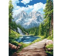 Wallphantom paesaggio DIY rug Latch Hook Kits,Passerella nella foresta di Snow Mountain,Handmade Hanging Carpet Embroidery Making Kits,Home Decoration Rug for Adults And Beginners,90x120cm
