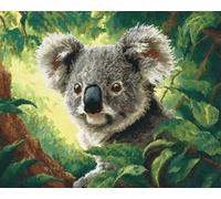 Wallphantom paesaggio forestale Kit di Bloccaggio a Punto per Adulti,Animale Koala,3D Latch Hook rug Kit,Tappeto da Bricolage Crochet Principianti,Eegalo Creativo per la casa,80x160cm