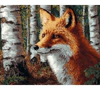 Wallphantom paesaggio forestale Kit per tappeto a punto per adulti,Volpe animale,kit fai da te per realizzare all'uncinetto,con tela prestampata e strumento per gancio e filo,52x38cm
