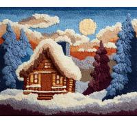 Wallphantom paesaggio Kit di Bloccaggio a Punto per Adulti,capanna nella foresta,3D Latch Hook rug Kit,Tappeto da Bricolage Crochet Principianti,Eegalo Creativo per la casa,55x75cm