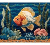 Wallphantom paesaggio Kit Gancio di Chiusura Tappeto,Piante acquatiche e pesci rossi,Tappeto Annodare Fai da te Creativo,Uncinetto Kit Arazzo,Fabbricare Tappeti a Punto Croce,80x160cm
